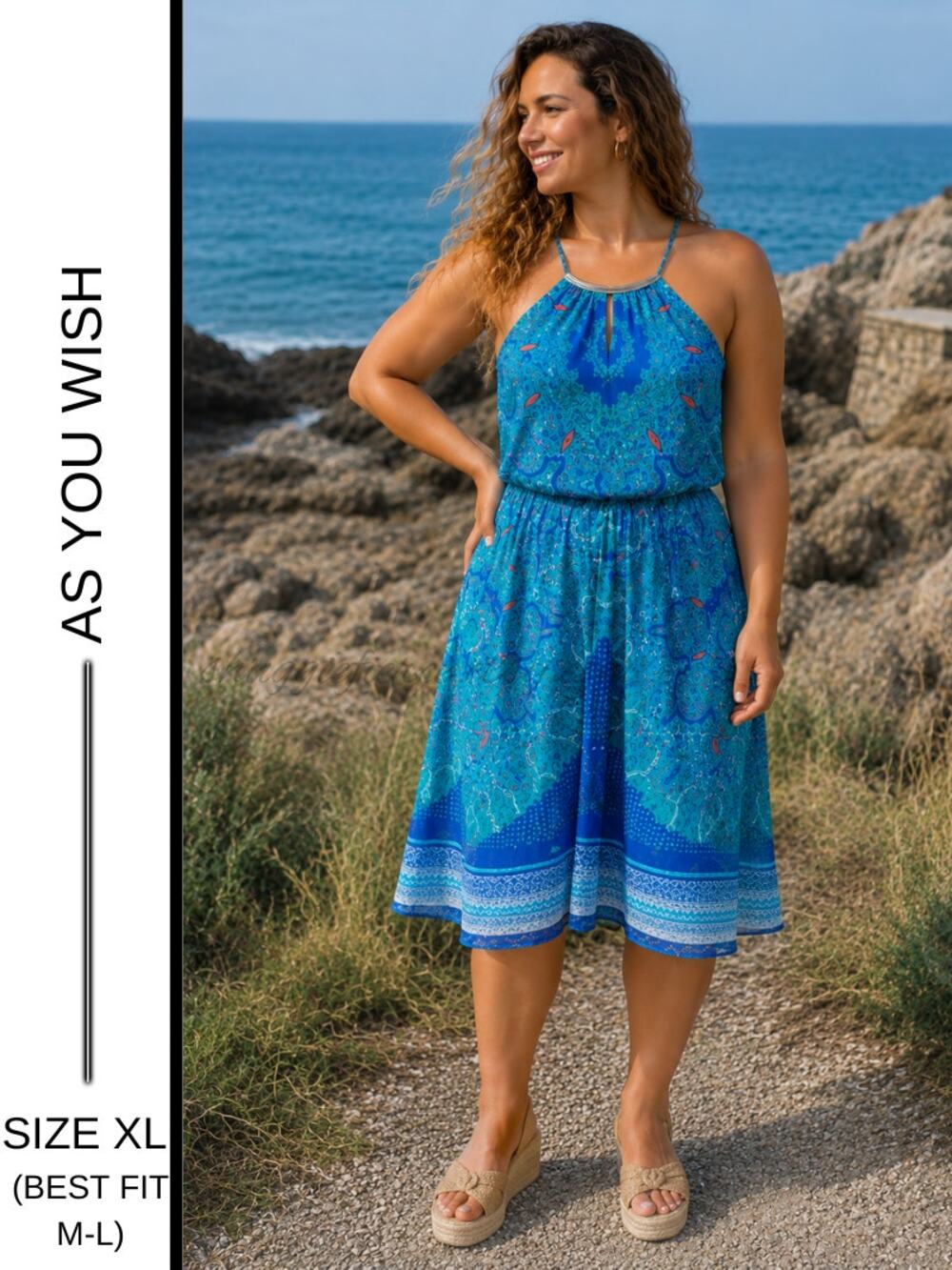 MSRP: $69 | ✨ As You Wish Chiffon Paisley Halter Dress – Size M-L ✨SAME DAY SHIP